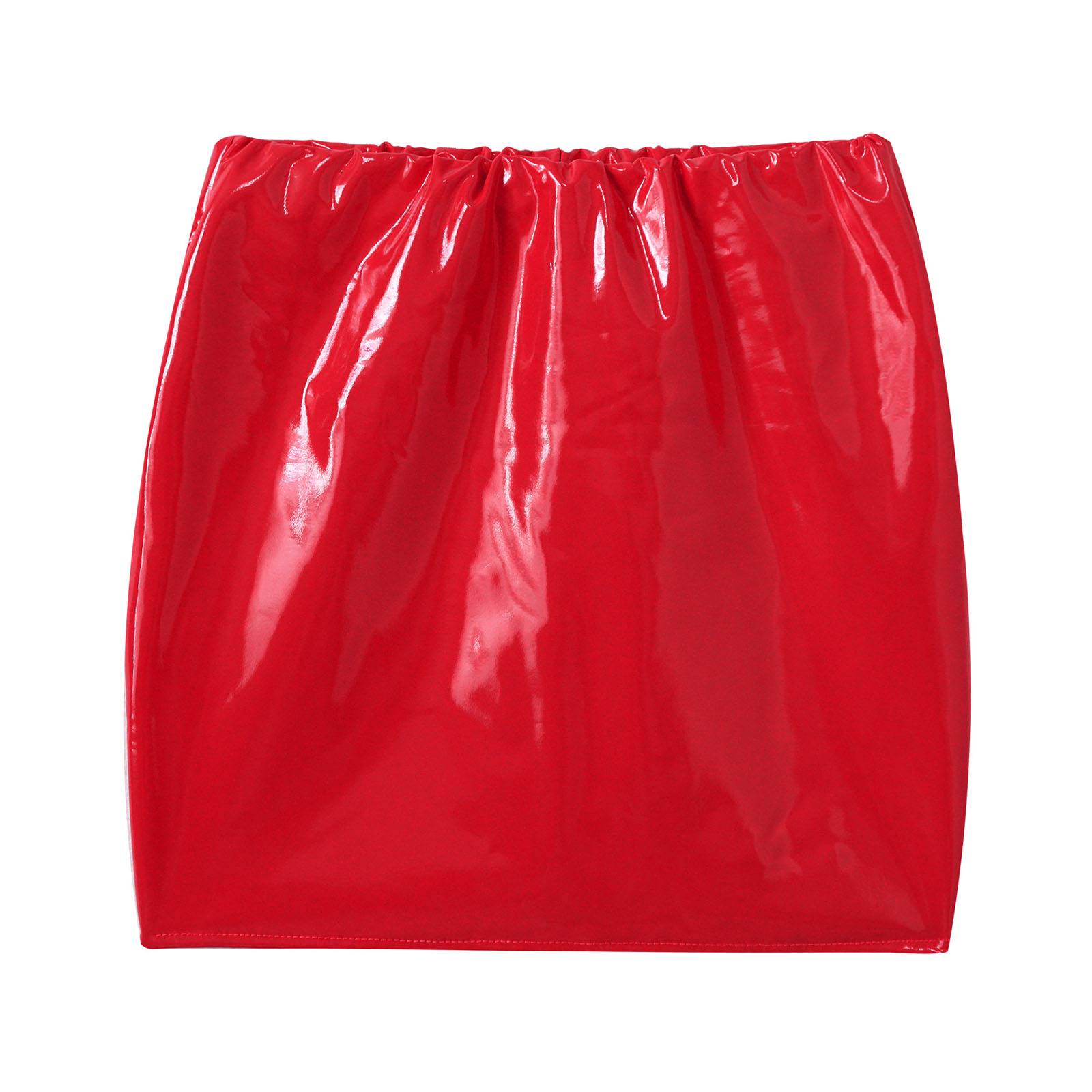 Women Pencil Skirt Wet Look Latex Skirt Patent Leather Elastic Waistband Miniskirt Solid Color Sexy Shiny Skirts Glossy Clubwear