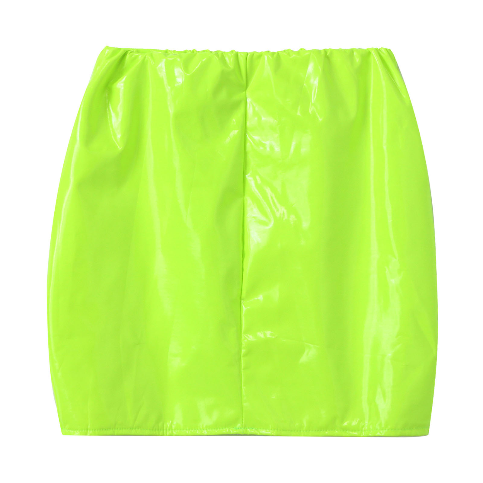 Women Pencil Skirt Wet Look Latex Skirt Patent Leather Elastic Waistband Miniskirt Solid Color Sexy Shiny Skirts Glossy Clubwear