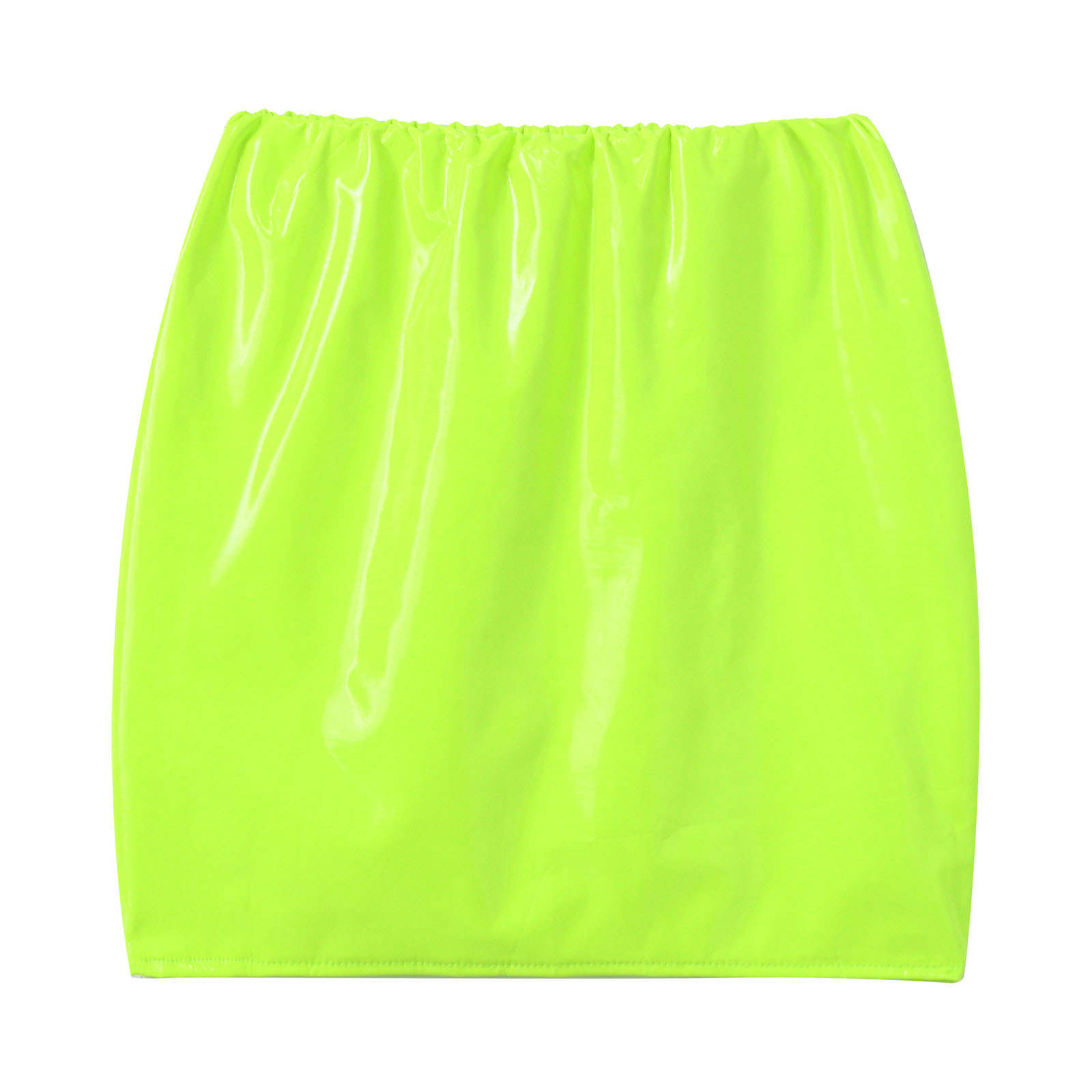 Women Pencil Skirt Wet Look Latex Skirt Patent Leather Elastic Waistband Miniskirt Solid Color Sexy Shiny Skirts Glossy Clubwear