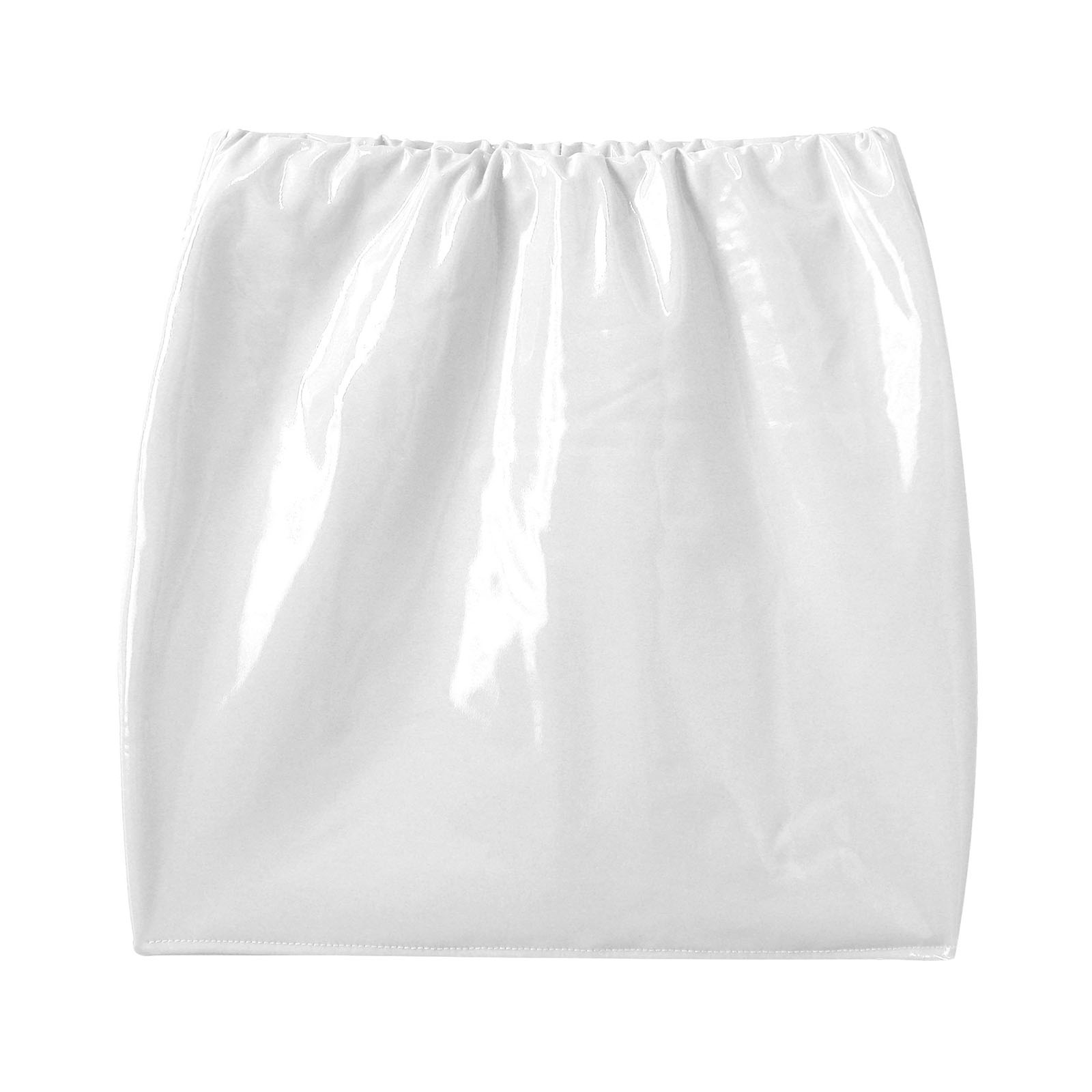 Women Pencil Skirt Wet Look Latex Skirt Patent Leather Elastic Waistband Miniskirt Solid Color Sexy Shiny Skirts Glossy Clubwear