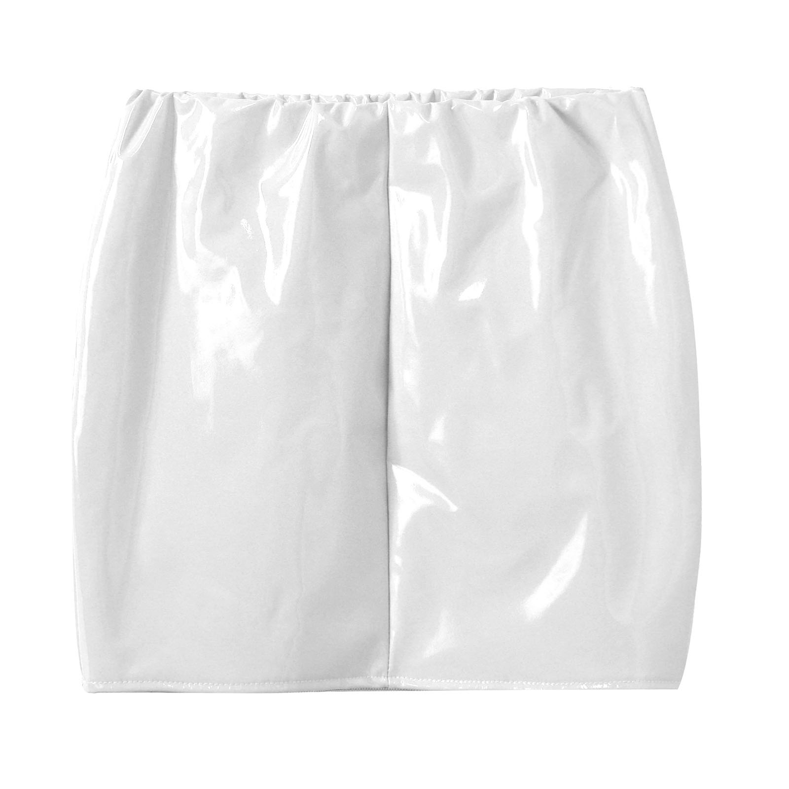 Women Pencil Skirt Wet Look Latex Skirt Patent Leather Elastic Waistband Miniskirt Solid Color Sexy Shiny Skirts Glossy Clubwear