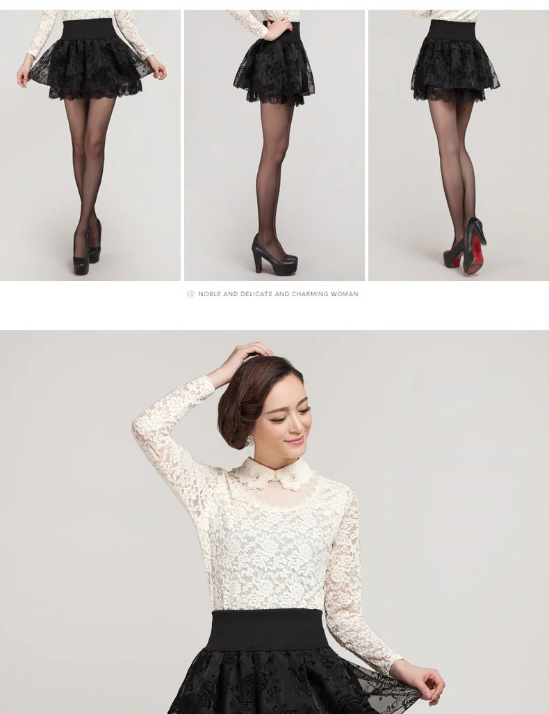 Zuolunouba Summer Slim Preppy Skirt Women Flower Bow Mini Tutu Style Elasticity Lace Skirts Shorts Lady High Waist Student