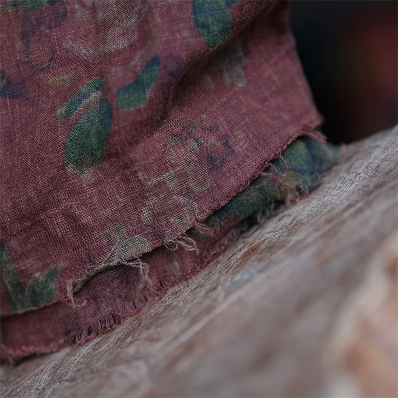 Johnature 2025 Autumn Woman New Original Elasticated Waistband Linen Skirt Fashion Vintage Retro Print Chinese Style Skirt
