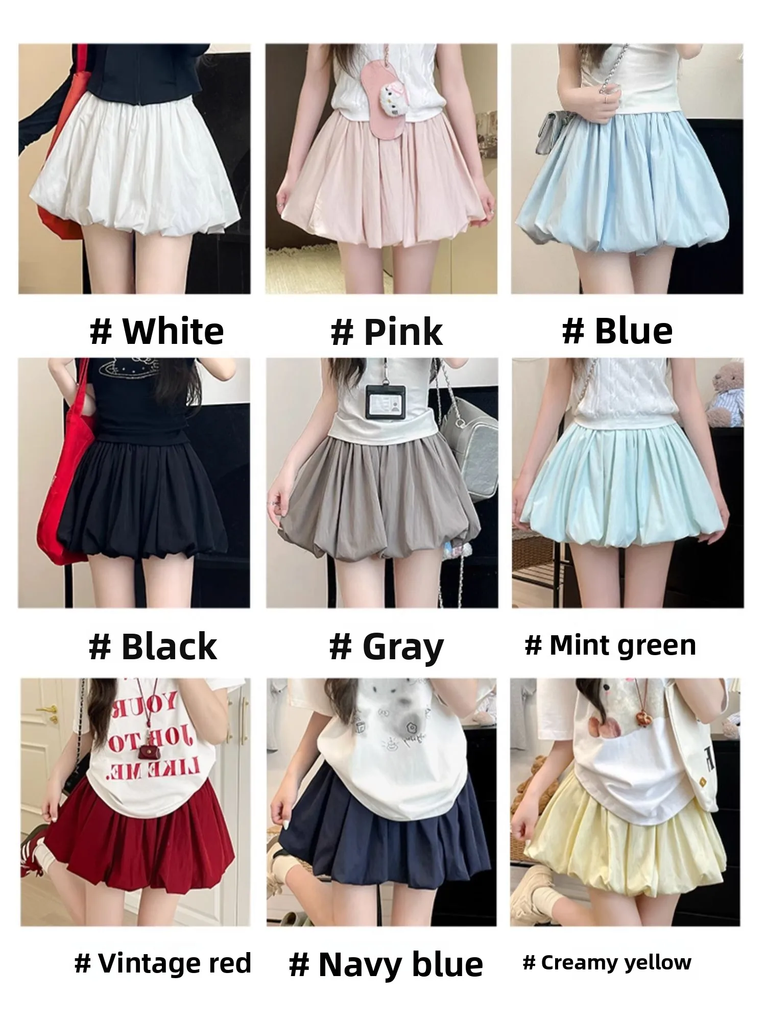 Women's Mini Skirt High Waist A-Line Slimming Summer Skirt with Built-in Shorts for Petite, Pleated Puff Hem Pink