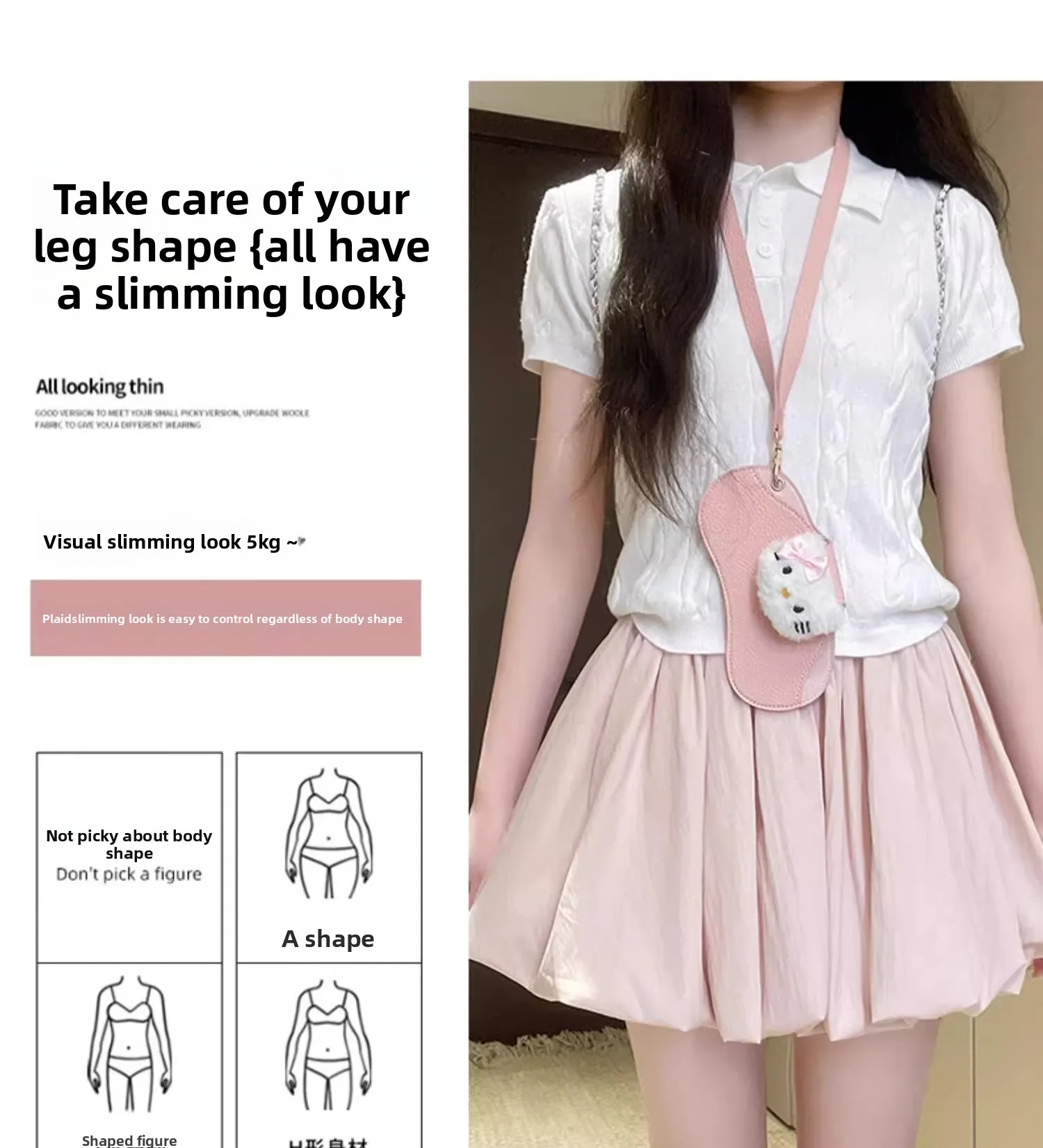 Women's Mini Skirt High Waist A-Line Slimming Summer Skirt with Built-in Shorts for Petite, Pleated Puff Hem Pink
