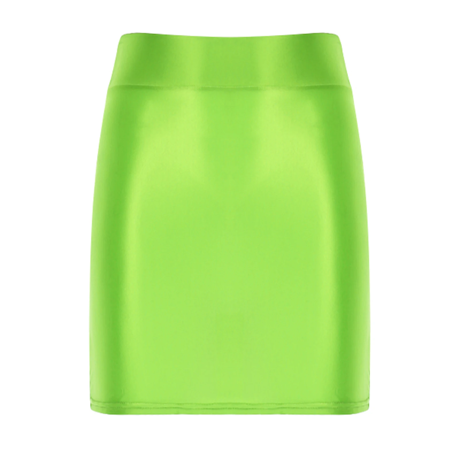 Womens Ladies Pencil Skirt Glossy Rave Party Clubwear Fashion Stretchy Casual Solid Color High Waist Bodycon Mini Skirts