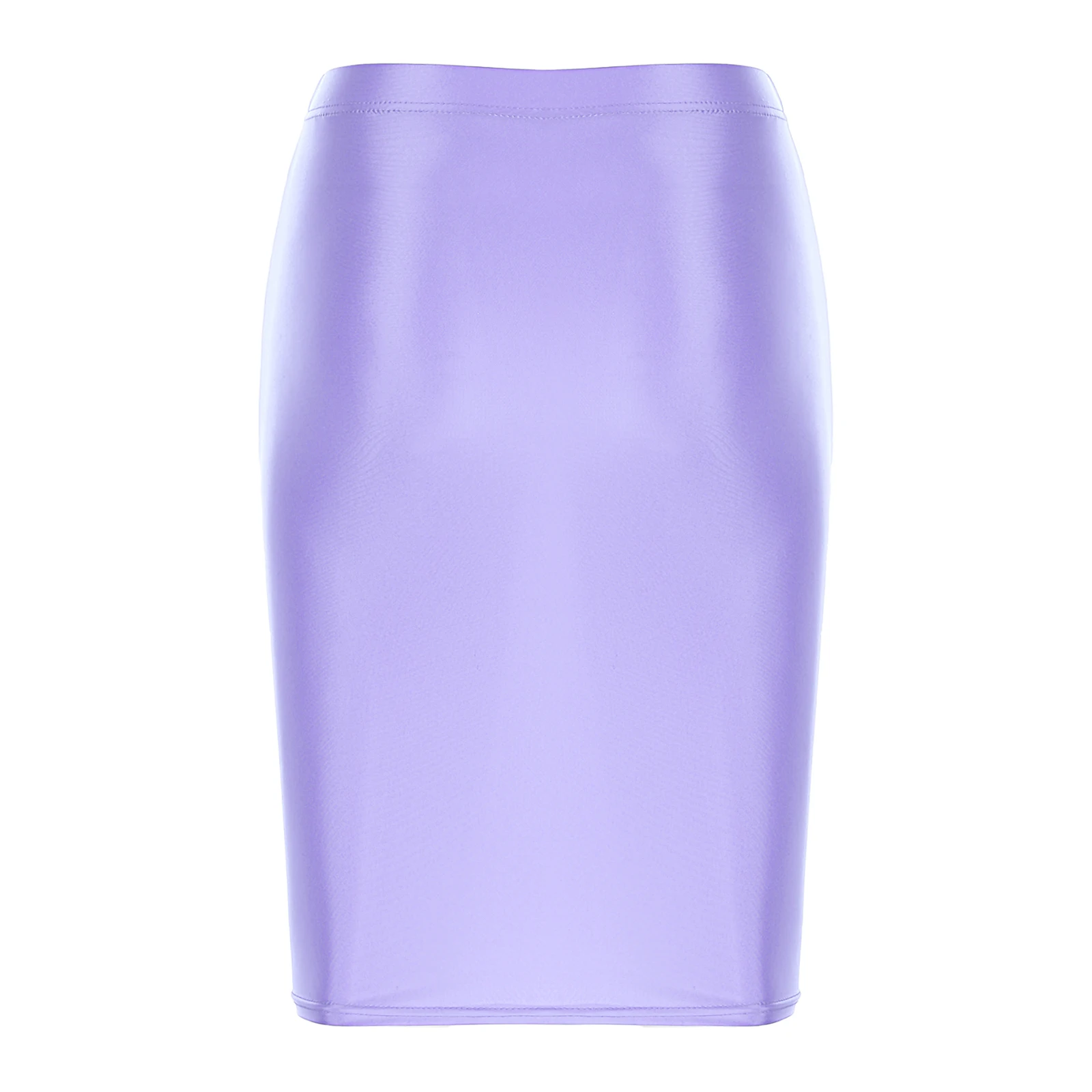 Womens Ladies Pencil Skirt Glossy Rave Party Clubwear Fashion Stretchy Casual Solid Color High Waist Bodycon Mini Skirts