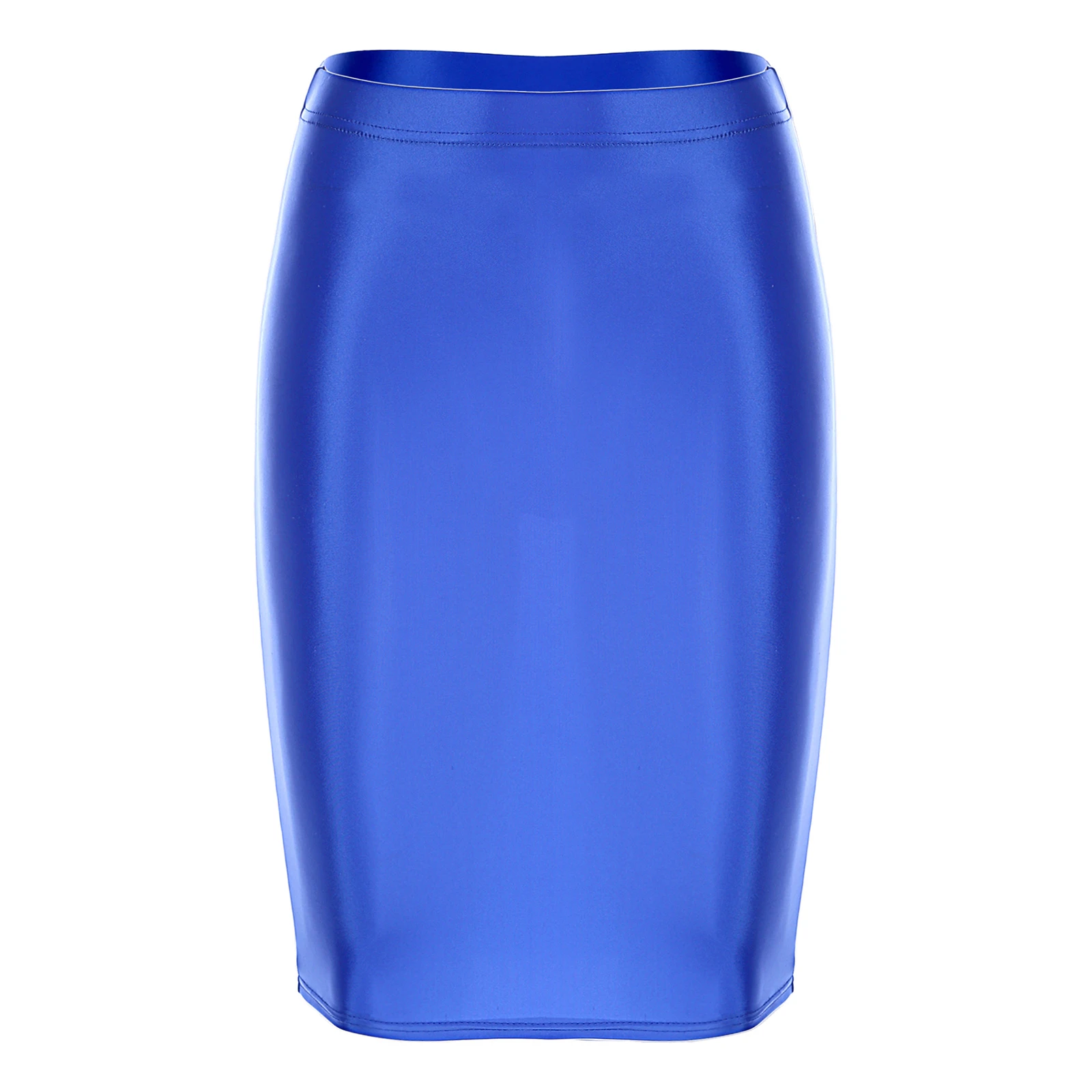 Womens Ladies Pencil Skirt Glossy Rave Party Clubwear Fashion Stretchy Casual Solid Color High Waist Bodycon Mini Skirts