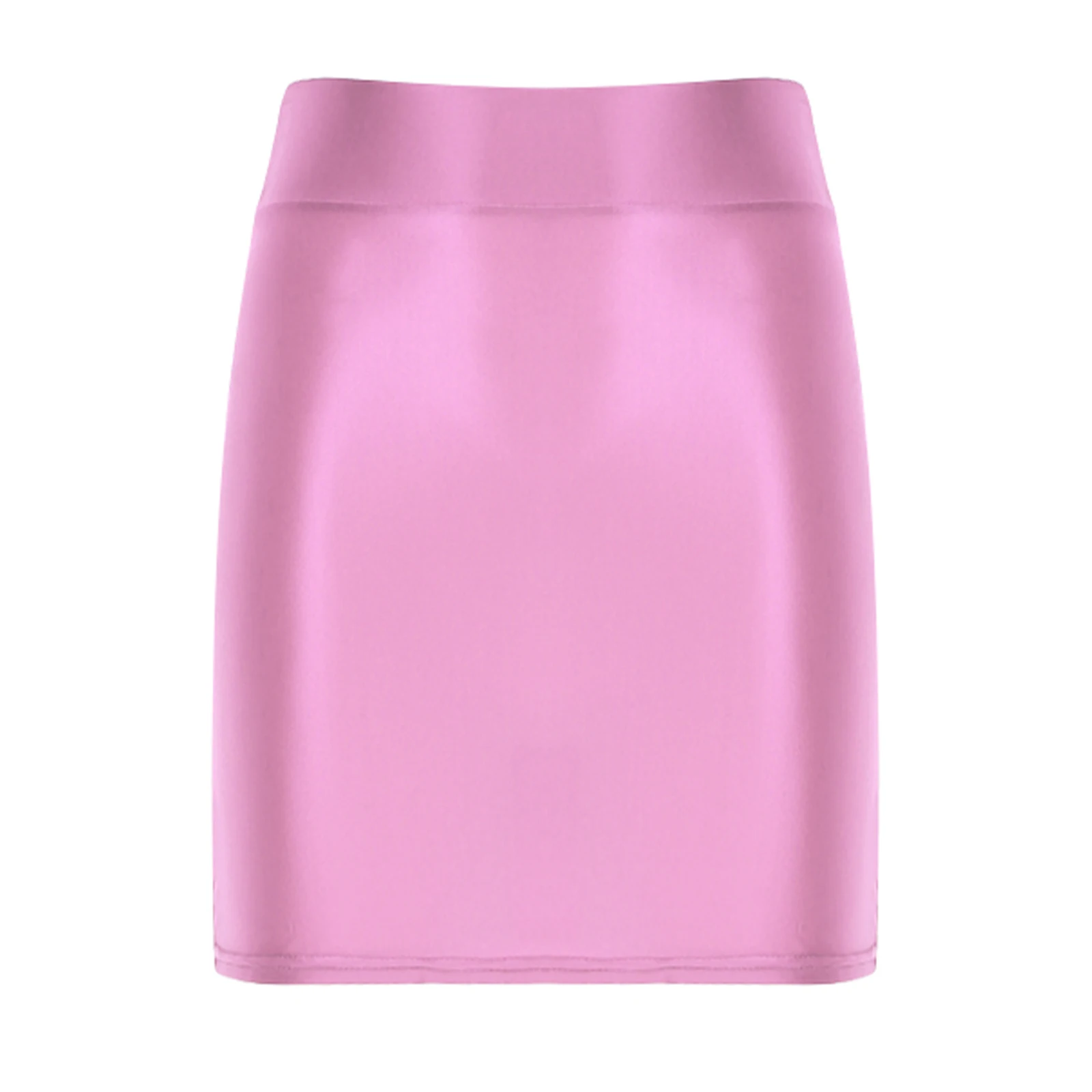 Womens Ladies Pencil Skirt Glossy Rave Party Clubwear Fashion Stretchy Casual Solid Color High Waist Bodycon Mini Skirts