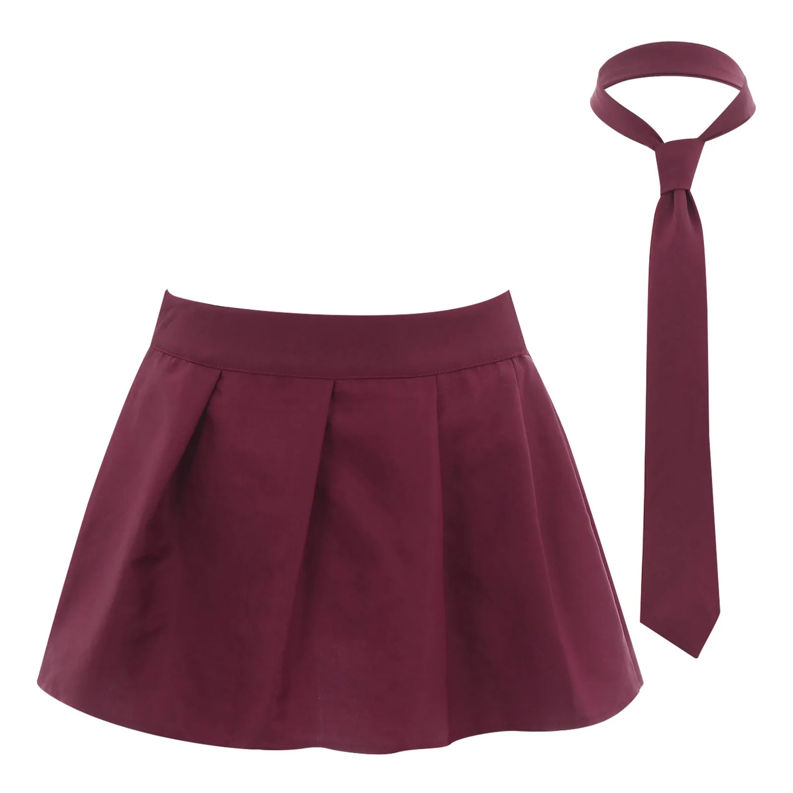Womens Adult Japanese Schoolgirls Uniform Mini Skirts Cosplay Costume Y2K Clothes Outfit Kawaii Plaid Pleated Skirt with Necktie