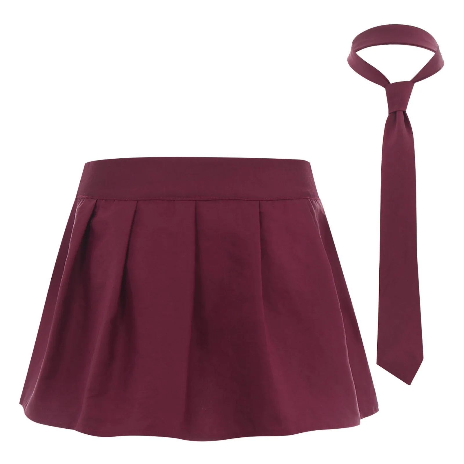 Womens Adult Japanese Schoolgirls Uniform Mini Skirts Cosplay Costume Y2K Clothes Outfit Kawaii Plaid Pleated Skirt with Necktie