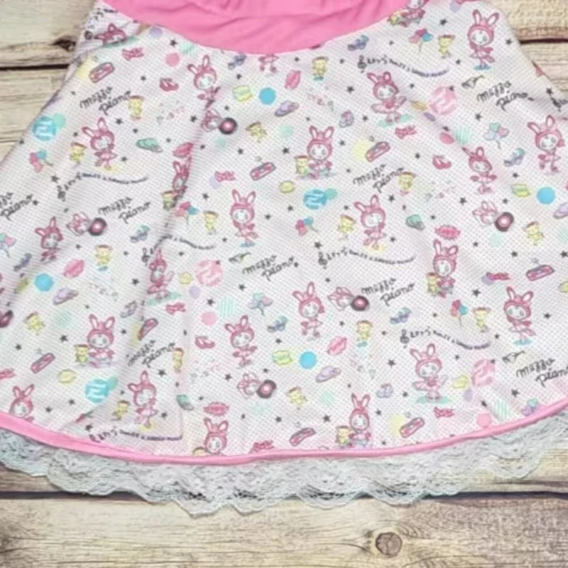 Japanese Mini Skirt Women Sweet Kawaii Cartoon Anime Print Lolita Skirt Cute A-line Lace Patchwork Skirts Y2k Harajuku Clothes