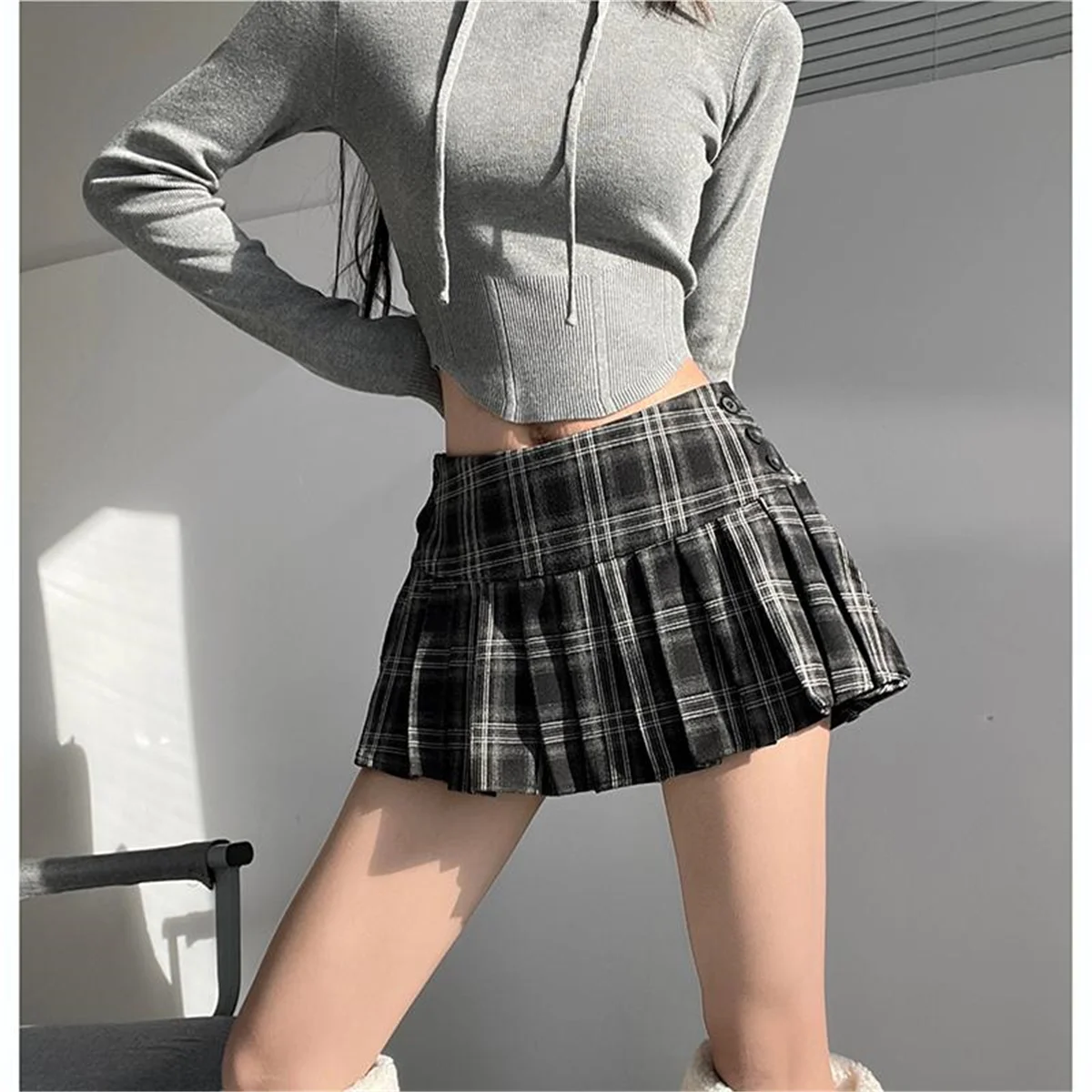 Mini Skirts For Woman Black Plaid Skirts Women Y2k Clothes Cute Short Skirts Vintage Pleated Skirts Tweed Summer Outfits