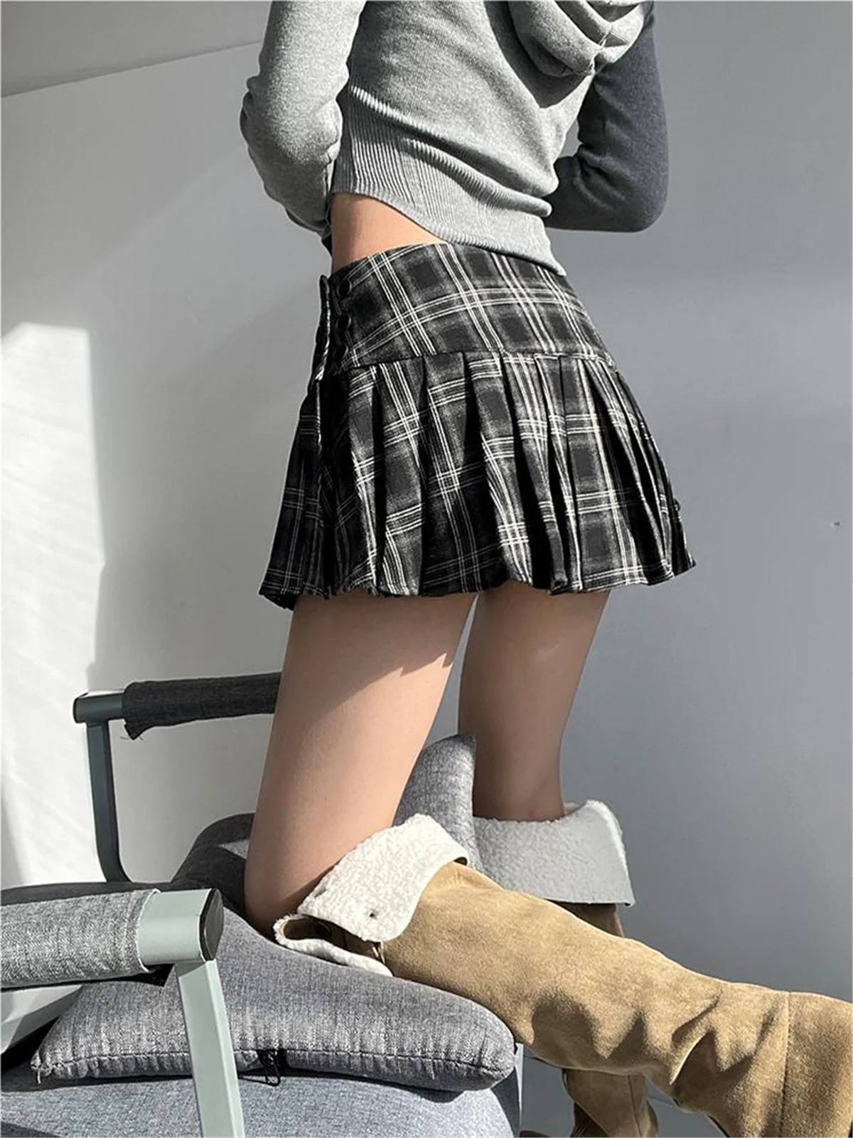 Mini Skirts For Woman Black Plaid Skirts Women Y2k Clothes Cute Short Skirts Vintage Pleated Skirts Tweed Summer Outfits