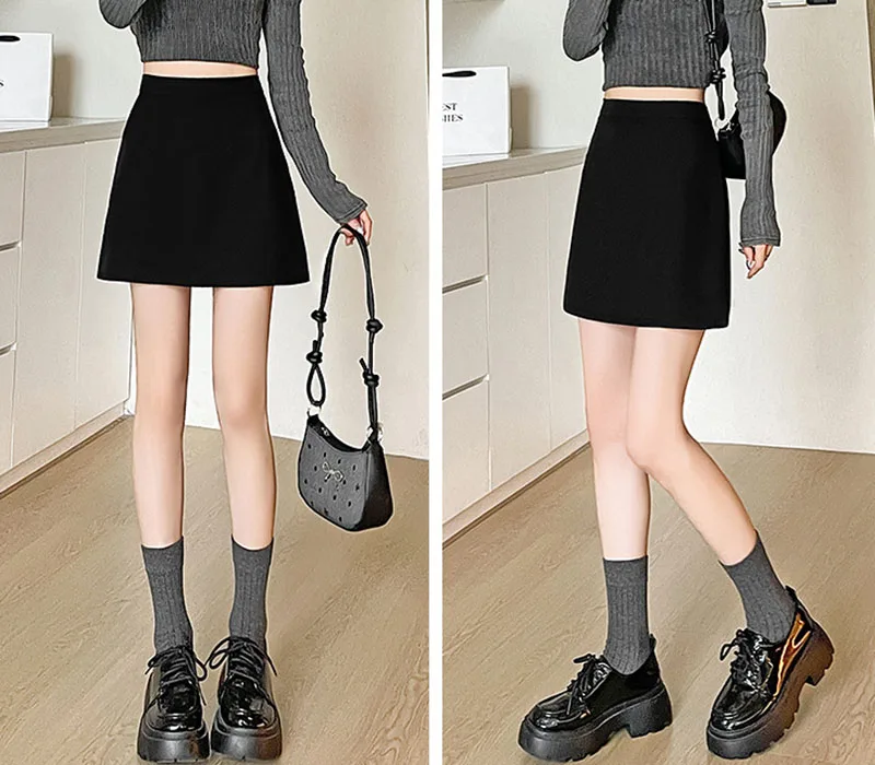 Korean Fashion Office Ladies Pencil Skirts Streetwear High Waist Zip Mini Skirt Woman Autumn New Solid All-Match Bodycon Skirt