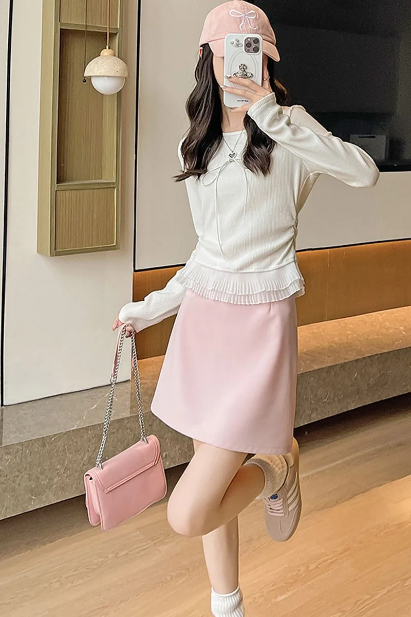 Korean Fashion Office Ladies Pencil Skirts Streetwear High Waist Zip Mini Skirt Woman Autumn New Solid All-Match Bodycon Skirt