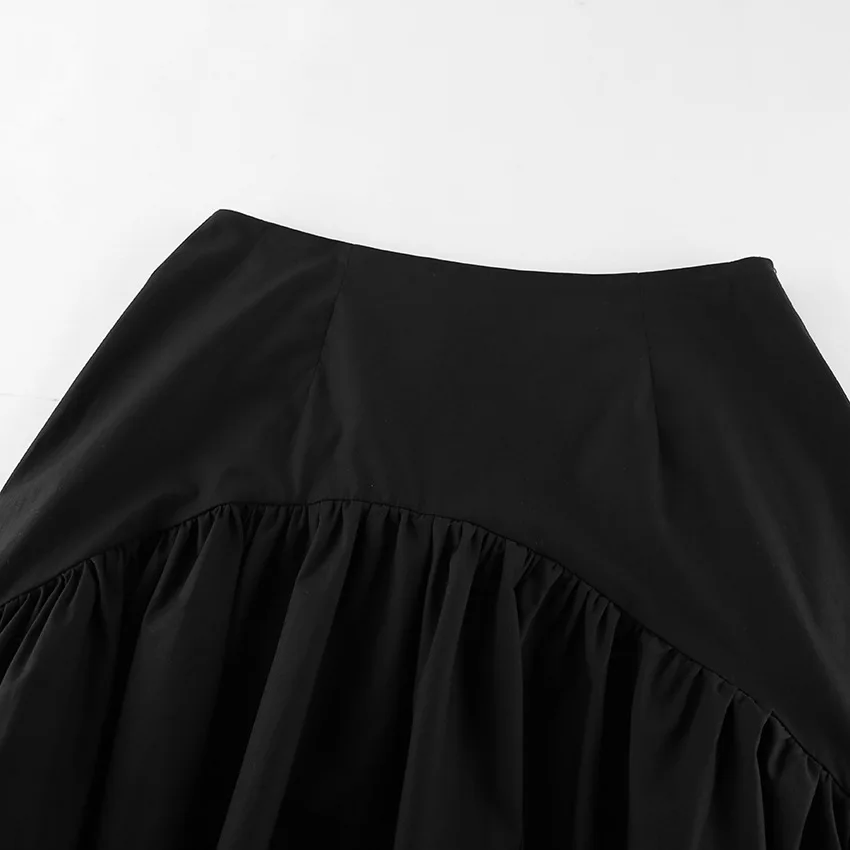 TARUXY Commuting Black Ruffled Skirt For Women Asymmetric High Waist A-line Skirt Fashion Splice Female Casual Skirt Streetwear