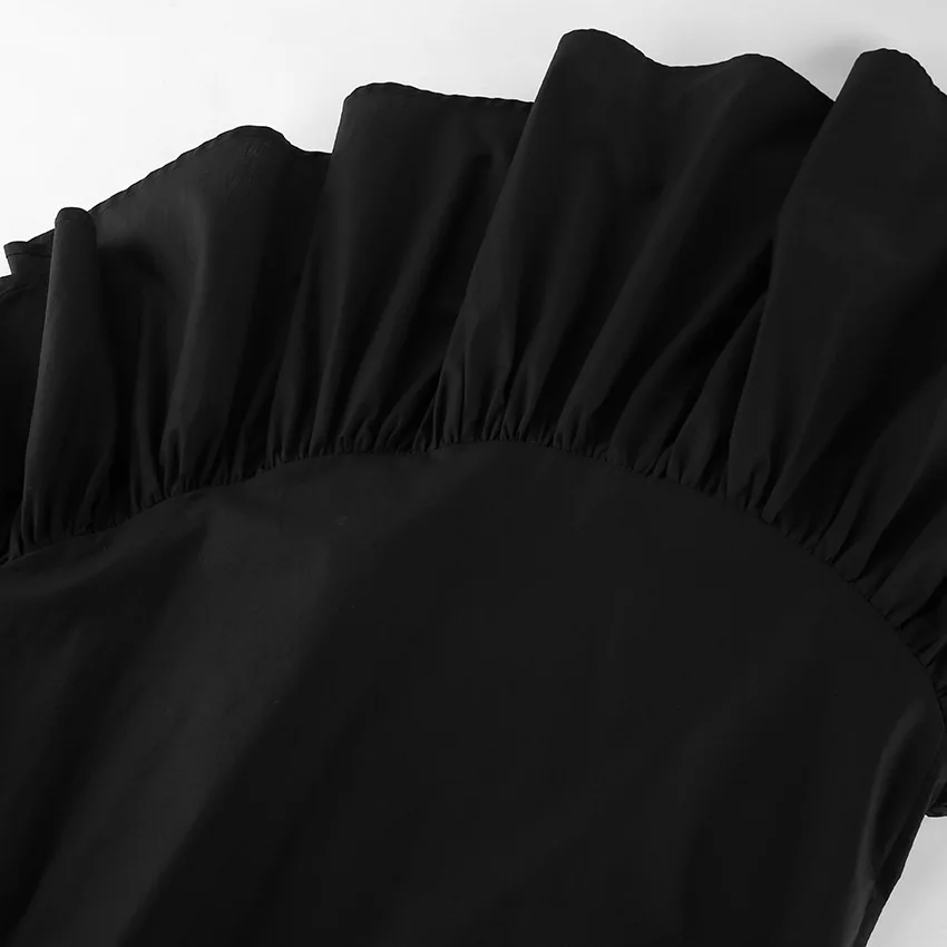 TARUXY Commuting Black Ruffled Skirt For Women Asymmetric High Waist A-line Skirt Fashion Splice Female Casual Skirt Streetwear