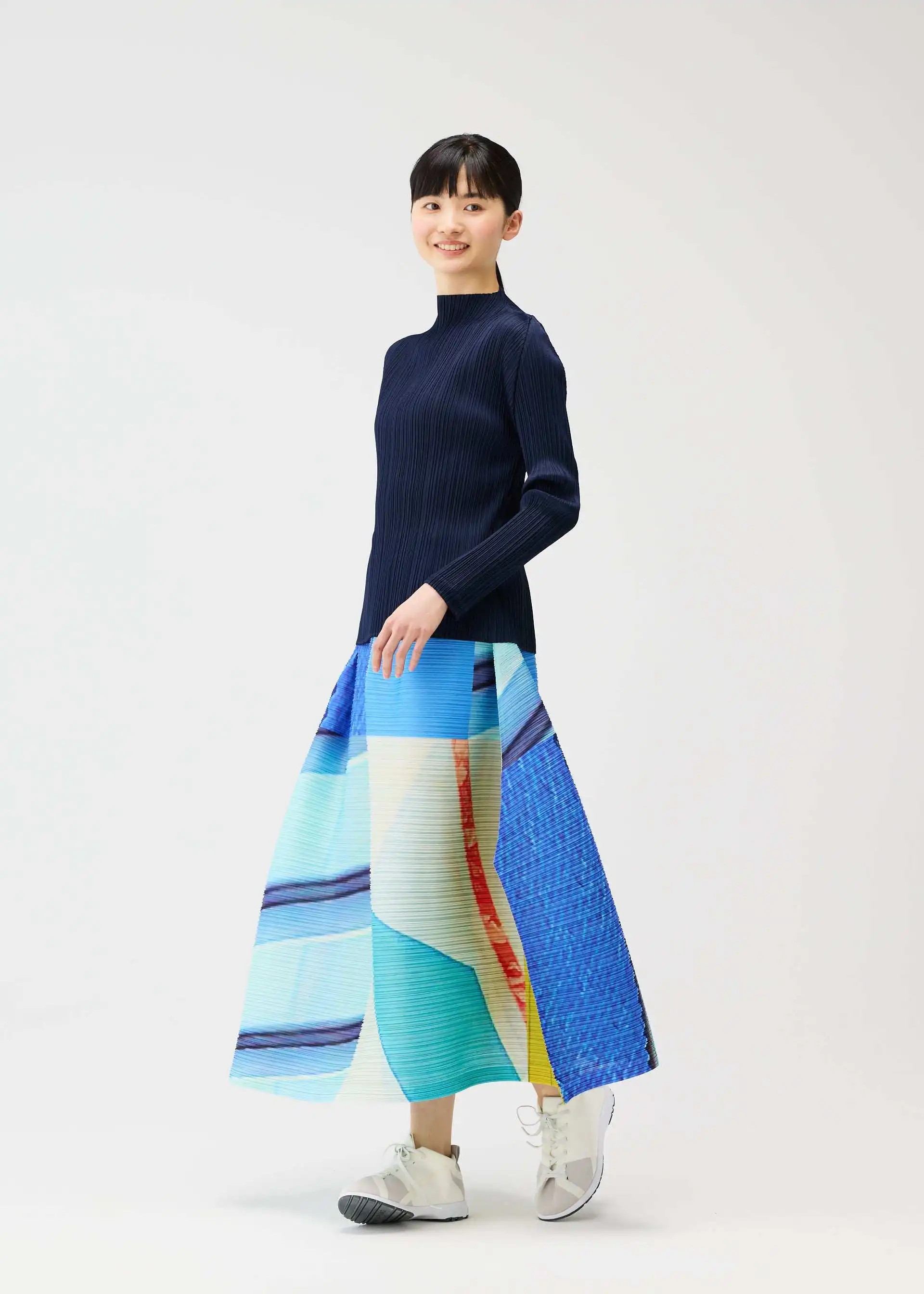 Miyake Pleated Spring And Summer New Product Printed Horizontal Skirt