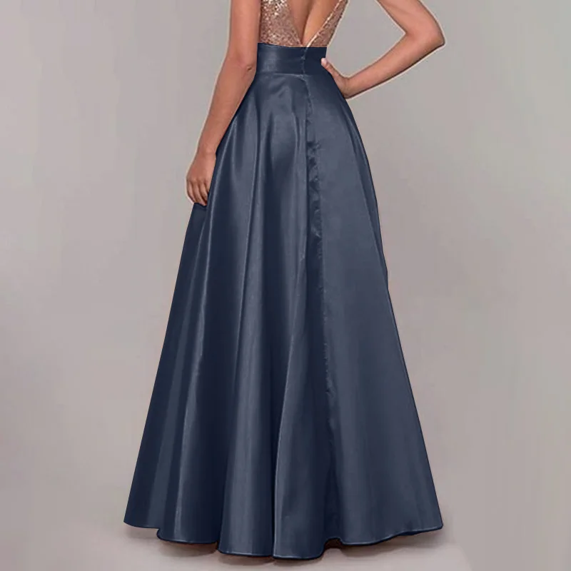 ZANZEA Elegant High Waist Satin Party Skirts Jupe Summer Women Maxi Long Skirts A-line Sundress Work OL Maxi Vestido Faldas Saia