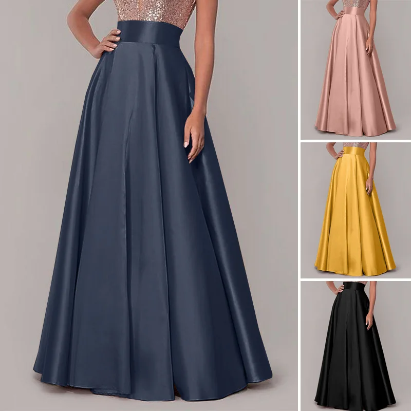 ZANZEA Elegant High Waist Satin Party Skirts Jupe Summer Women Maxi Long Skirts A-line Sundress Work OL Maxi Vestido Faldas Saia