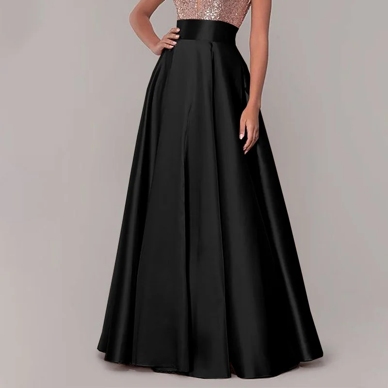 ZANZEA Elegant High Waist Satin Party Skirts Jupe Summer Women Maxi Long Skirts A-line Sundress Work OL Maxi Vestido Faldas Saia