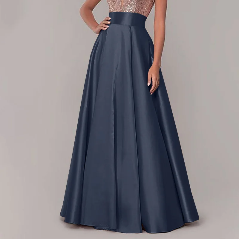 ZANZEA Elegant High Waist Satin Party Skirts Jupe Summer Women Maxi Long Skirts A-line Sundress Work OL Maxi Vestido Faldas Saia