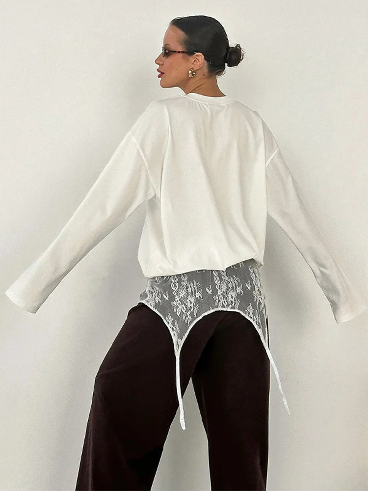 High Waist Lace Trim Butt Flap Women Sexy Skirt Extender Sheer Hollow Out Floral Layering Bottom With Waistband Ladies Partywear