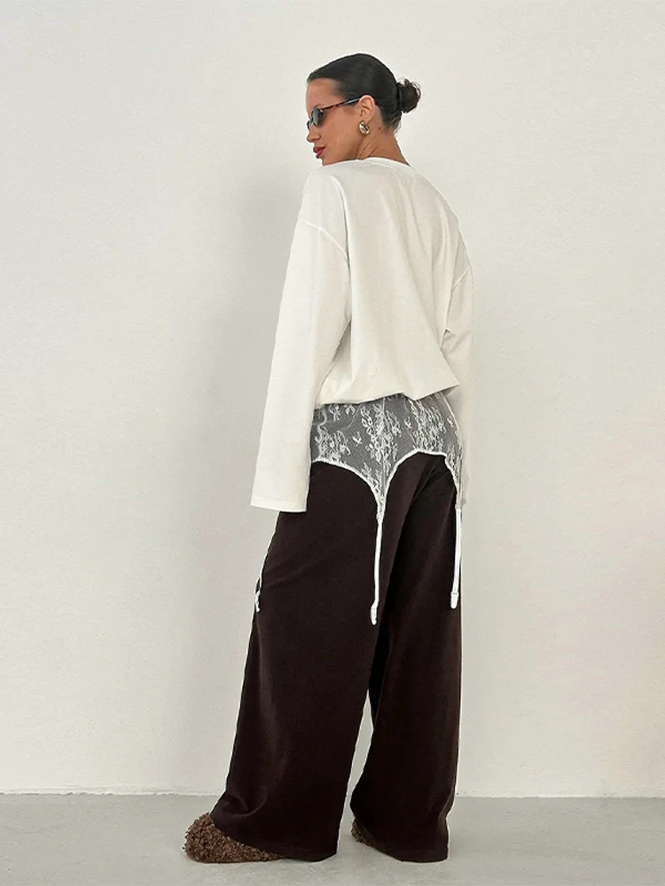 High Waist Lace Trim Butt Flap Women Sexy Skirt Extender Sheer Hollow Out Floral Layering Bottom With Waistband Ladies Partywear