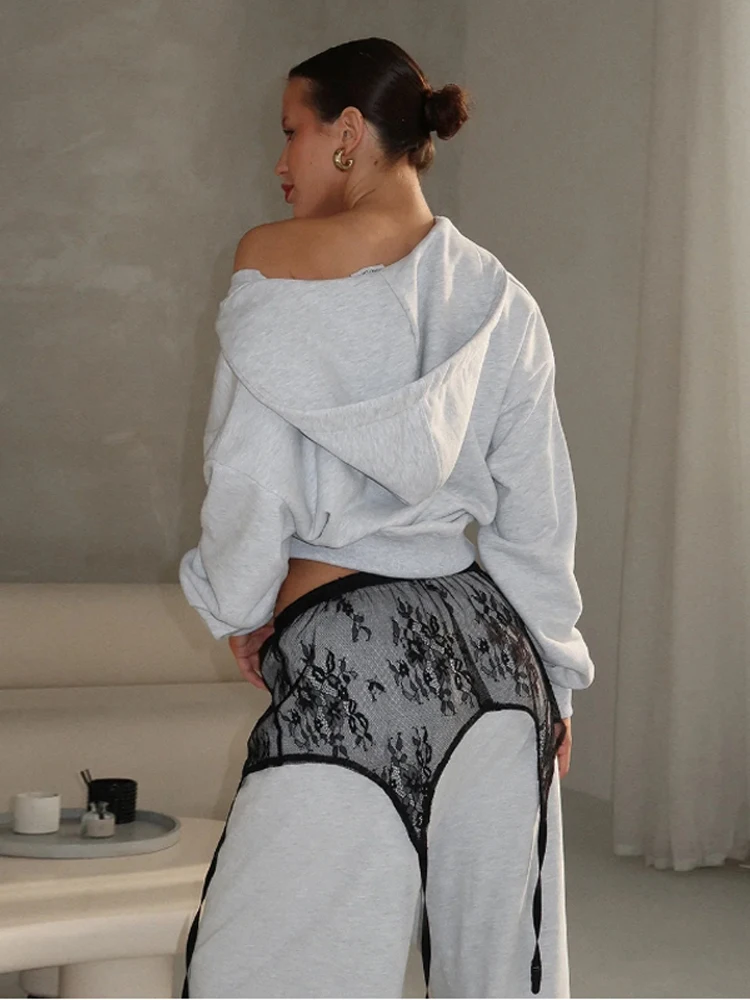 High Waist Lace Trim Butt Flap Women Sexy Skirt Extender Sheer Hollow Out Floral Layering Bottom With Waistband Ladies Partywear