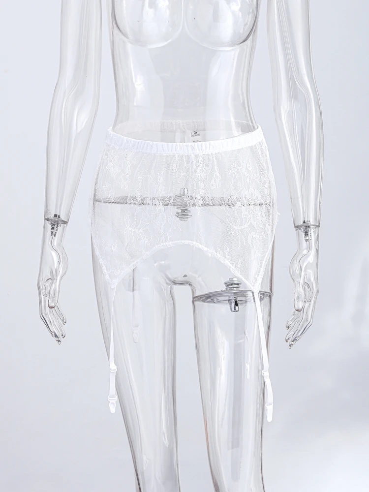 High Waist Lace Trim Butt Flap Women Sexy Skirt Extender Sheer Hollow Out Floral Layering Bottom With Waistband Ladies Partywear