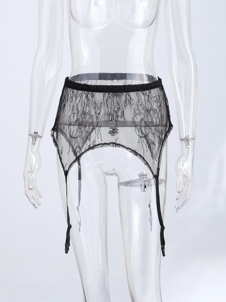 High Waist Lace Trim Butt Flap Women Sexy Skirt Extender Sheer Hollow Out Floral Layering Bottom With Waistband Ladies Partywear
