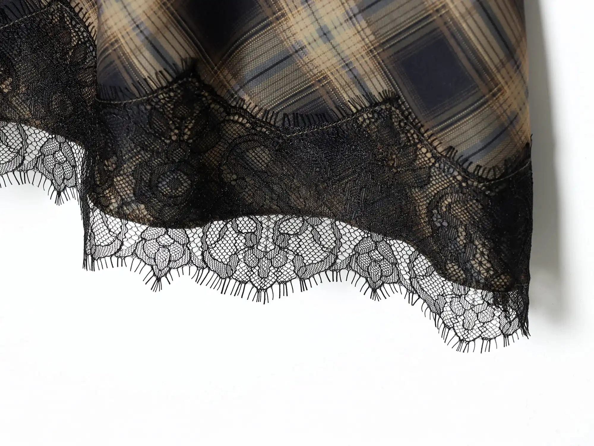 KONDALA Elegant Plaid Lace Hem Skirt Women Trendy High Street Midi Skirt New 2026 Spring Summer Fashion Holiday Chic Lady Skirt