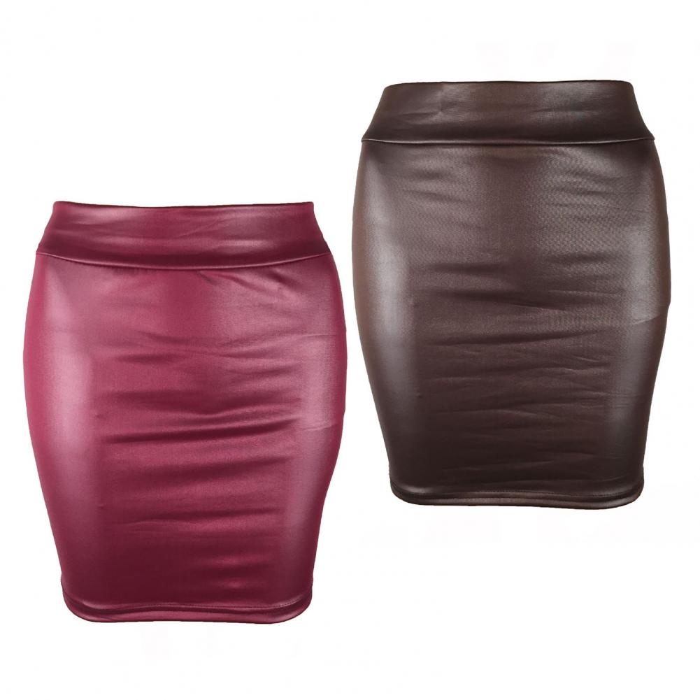Summer Bodycon Pu Mini Skirt Women Faux Leather Solid Black Package Hip Regular Waist Office Lady Skirts Sexy Faldas mujer moda