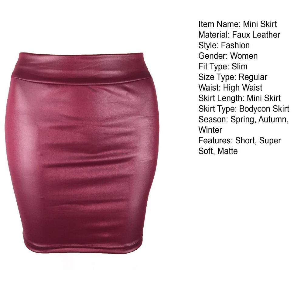 Summer Bodycon Pu Mini Skirt Women Faux Leather Solid Black Package Hip Regular Waist Office Lady Skirts Sexy Faldas mujer moda