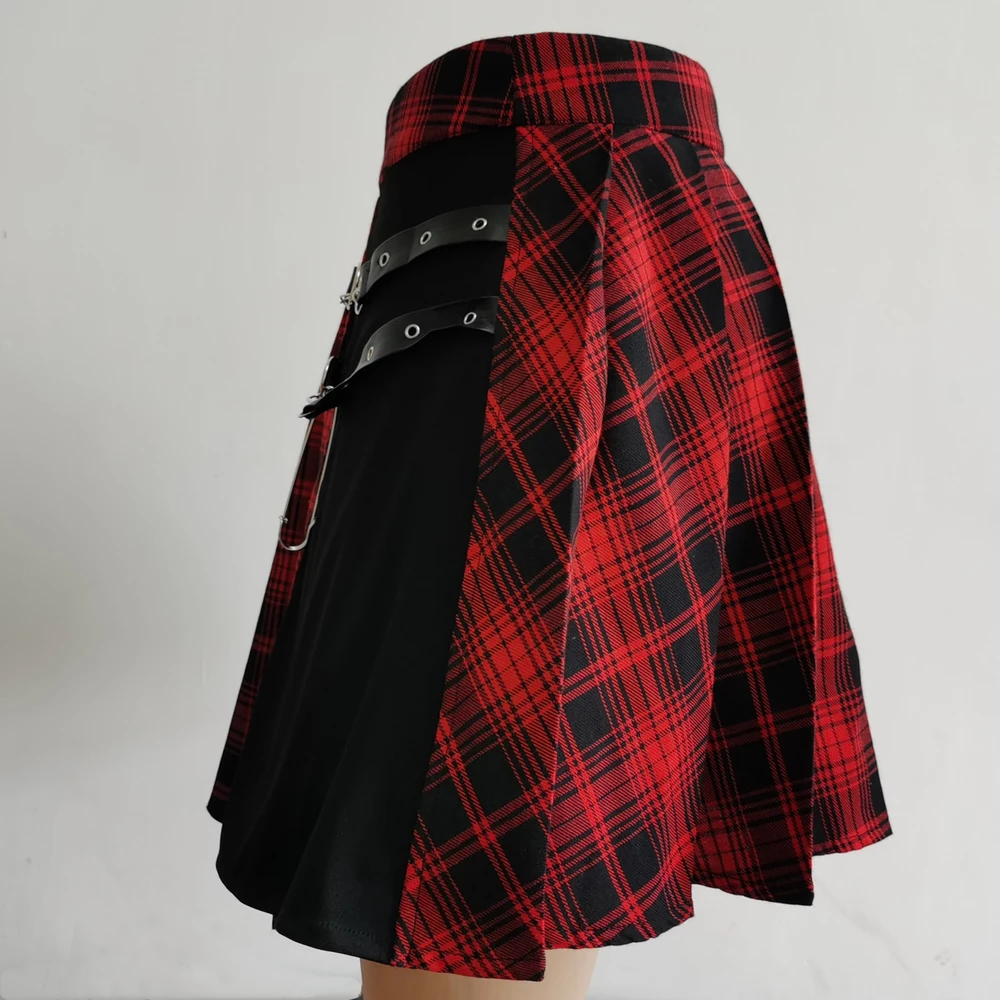 Womens Harajuku Punk Irregular Mini Pleated Skater Skirt Asymmetric Cutout High Waist Hip Hop Clubwear gothic harajuku skirt