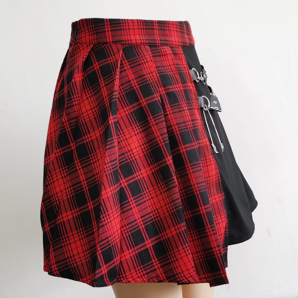 Womens Harajuku Punk Irregular Mini Pleated Skater Skirt Asymmetric Cutout High Waist Hip Hop Clubwear gothic harajuku skirt