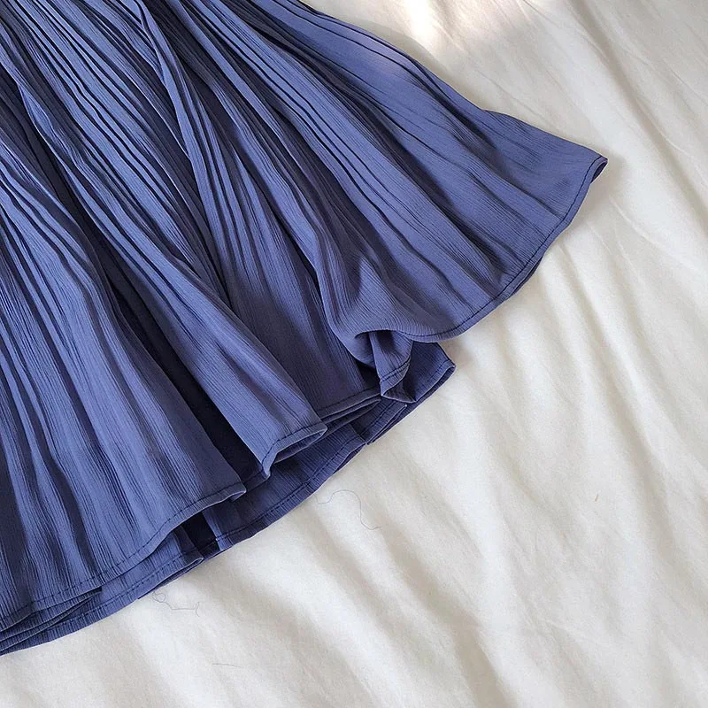 Solid Chiffon Summer Shorts Skirt Women 2025 Fashion Korean Elastic Waist Pleated Mini Skirt Casual Beach Faldas Saias