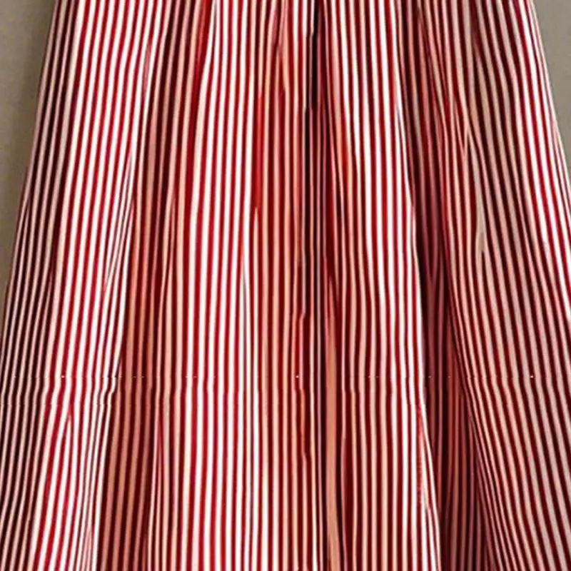 Chiffon A-line Striped Umbrella Skirt Women's High Waisted Temperament Pleated Skirt Vintage Faldas Largas Summer