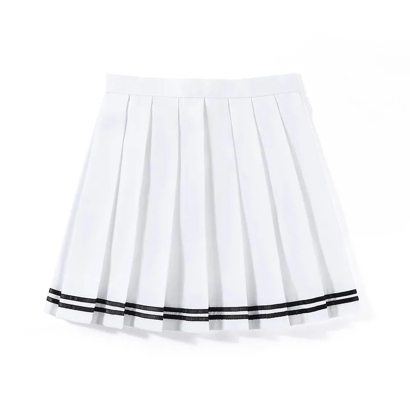 New Summer Women Girls Stripe Skirt 2025 High Waist Student Black Pleated Skirts Women Cute Sweet Girls Dance Mini Skirt XS-3XL