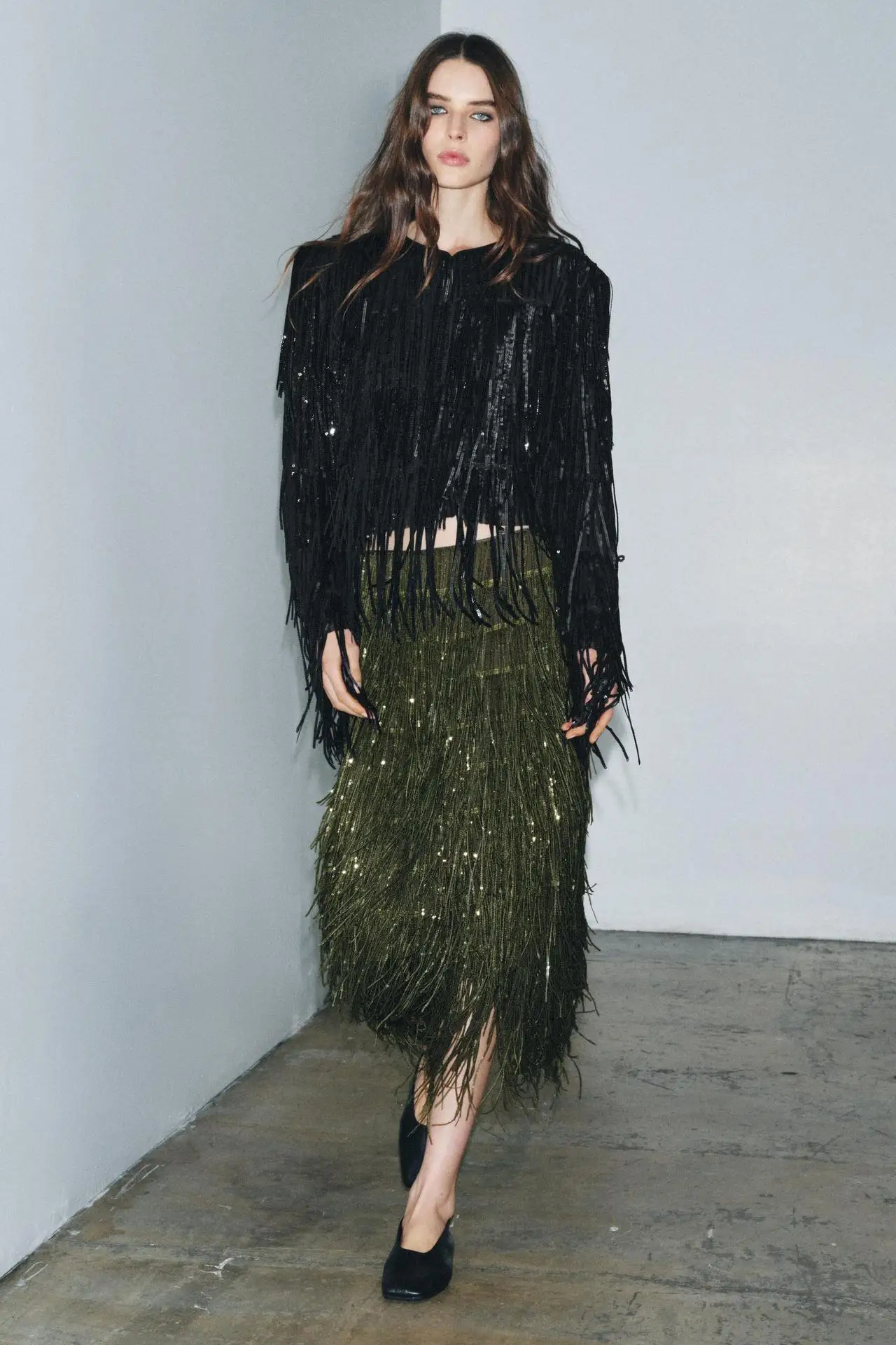 Sequined Tassel Skirt 2026 New Women Fashion Outfit High Waist Slim Fit Long Party Skirt Lady Commuting Club Banquet Clothing