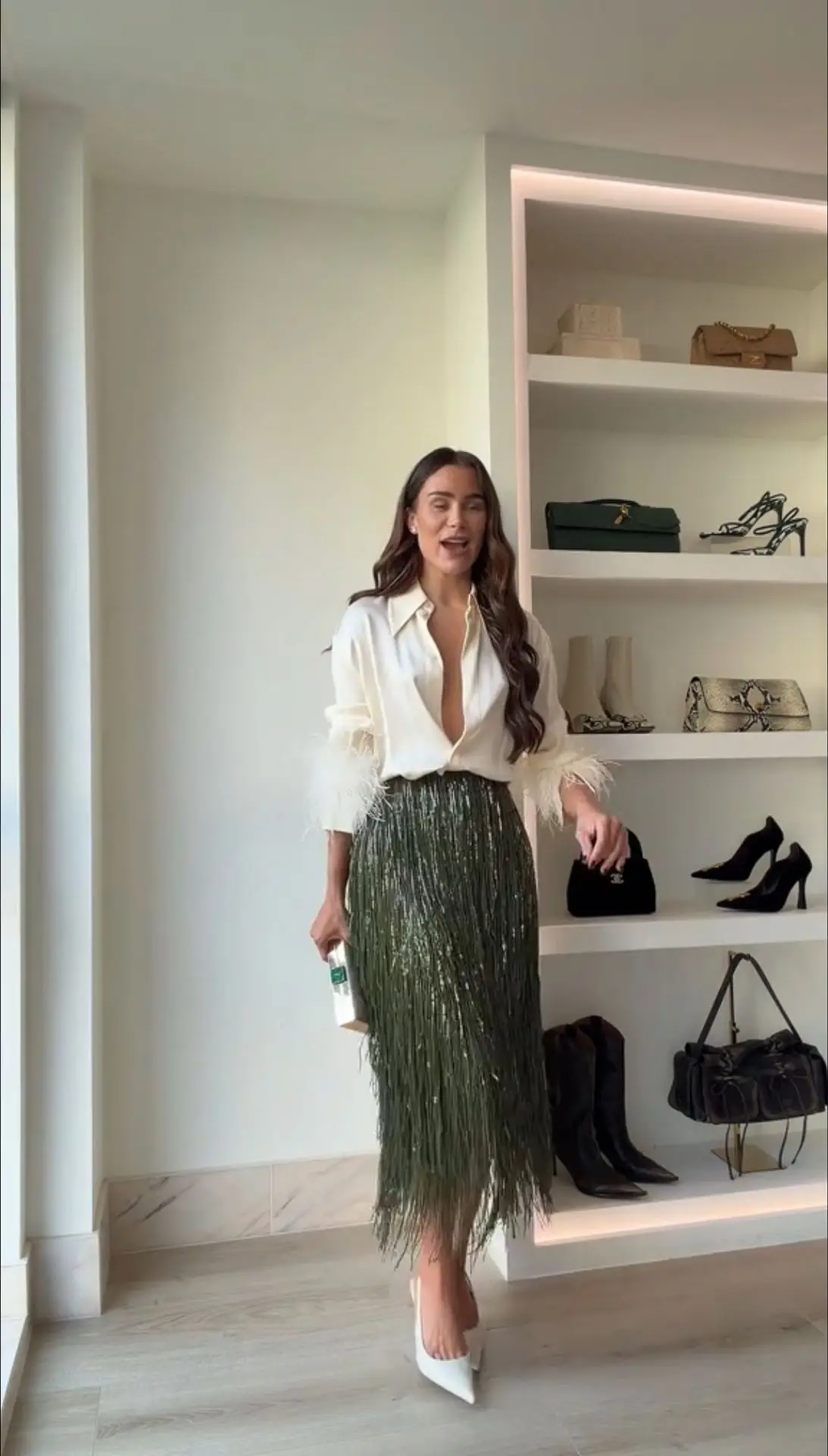 Sequined Tassel Skirt 2026 New Women Fashion Outfit High Waist Slim Fit Long Party Skirt Lady Commuting Club Banquet Clothing