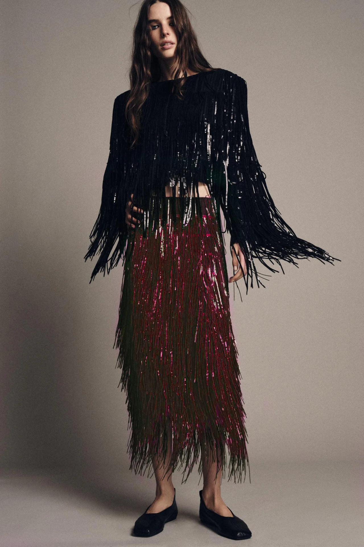 Sequined Tassel Skirt 2026 New Women Fashion Outfit High Waist Slim Fit Long Party Skirt Lady Commuting Club Banquet Clothing