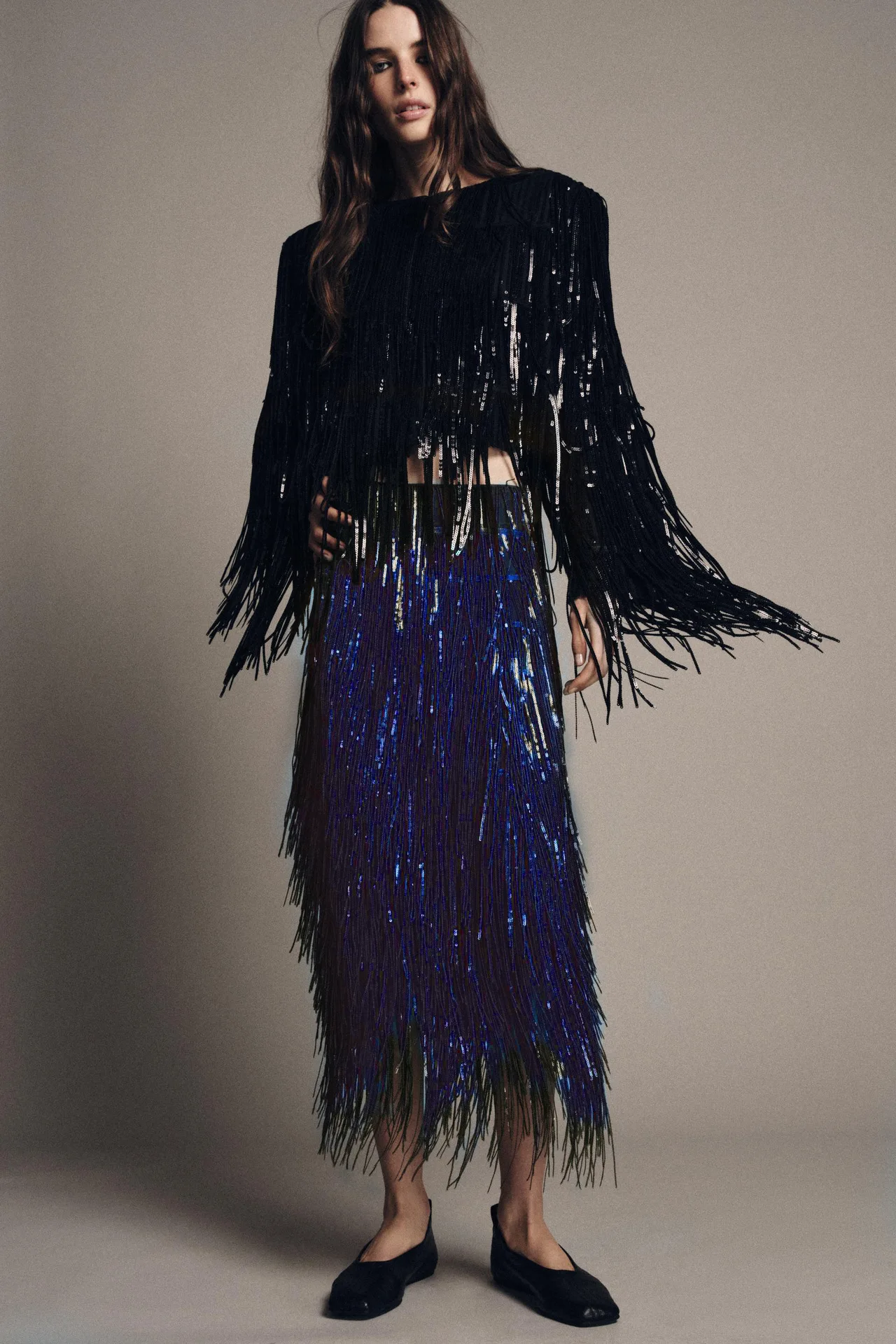 Sequined Tassel Skirt 2026 New Women Fashion Outfit High Waist Slim Fit Long Party Skirt Lady Commuting Club Banquet Clothing