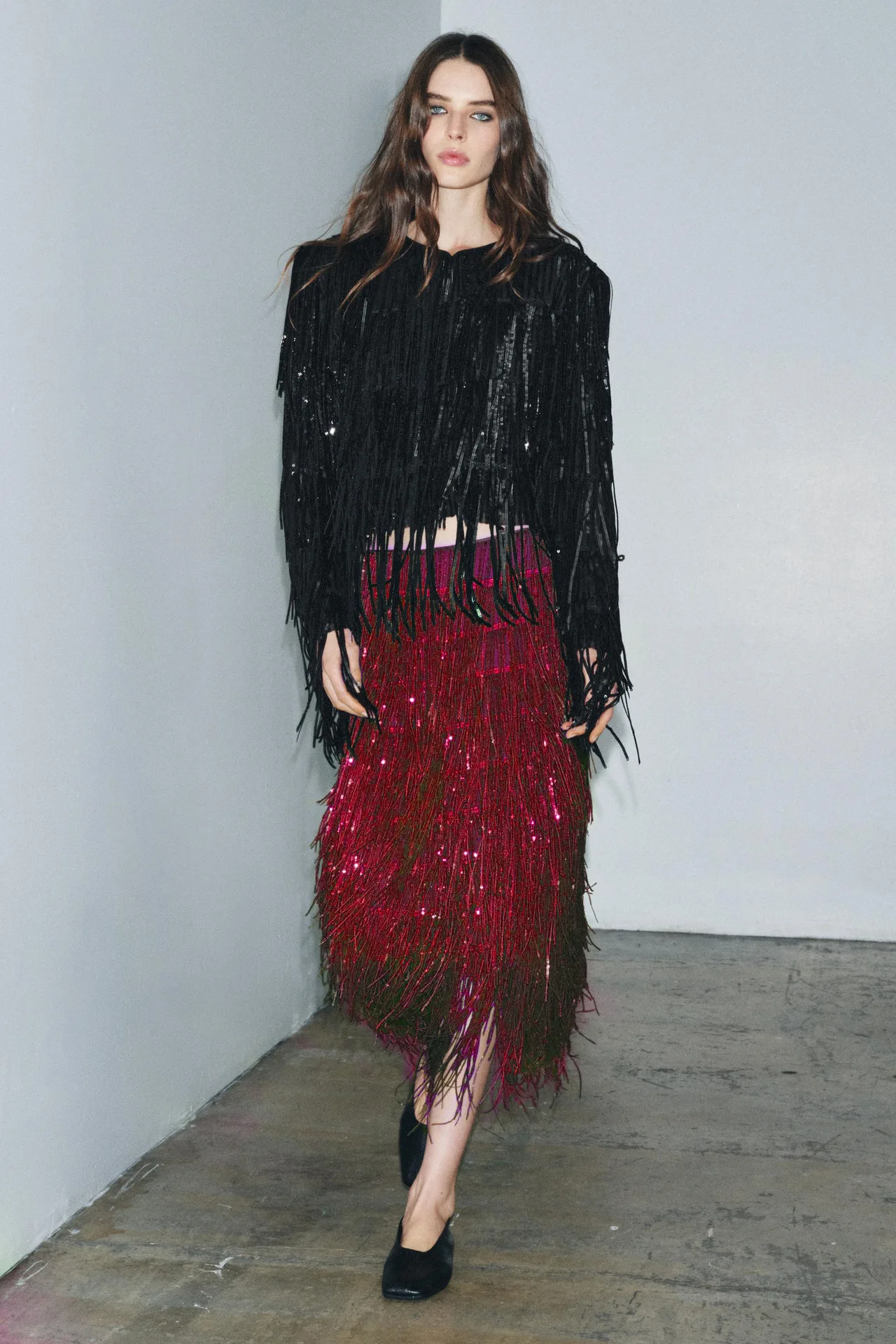 Sequined Tassel Skirt 2026 New Women Fashion Outfit High Waist Slim Fit Long Party Skirt Lady Commuting Club Banquet Clothing