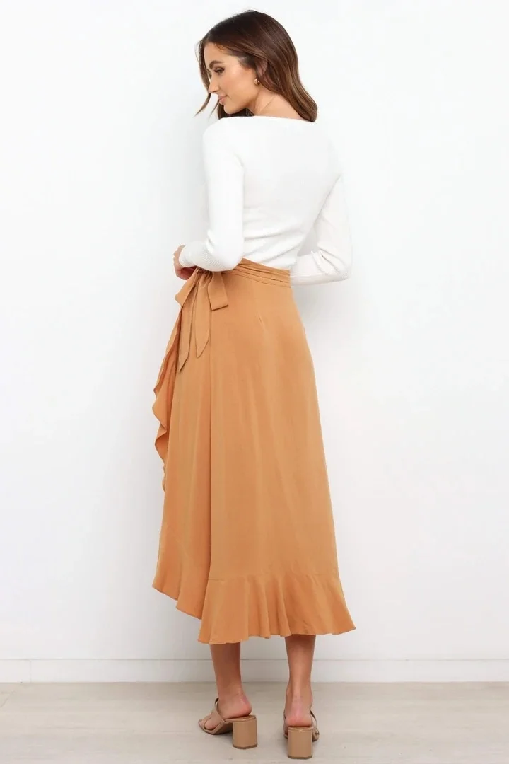 Summer Long Skirts For Women 2026 Fashion Lace Up Irregular Solid Color High Waist Bodycon Black Skirt Female Pink Chiffon Skirt