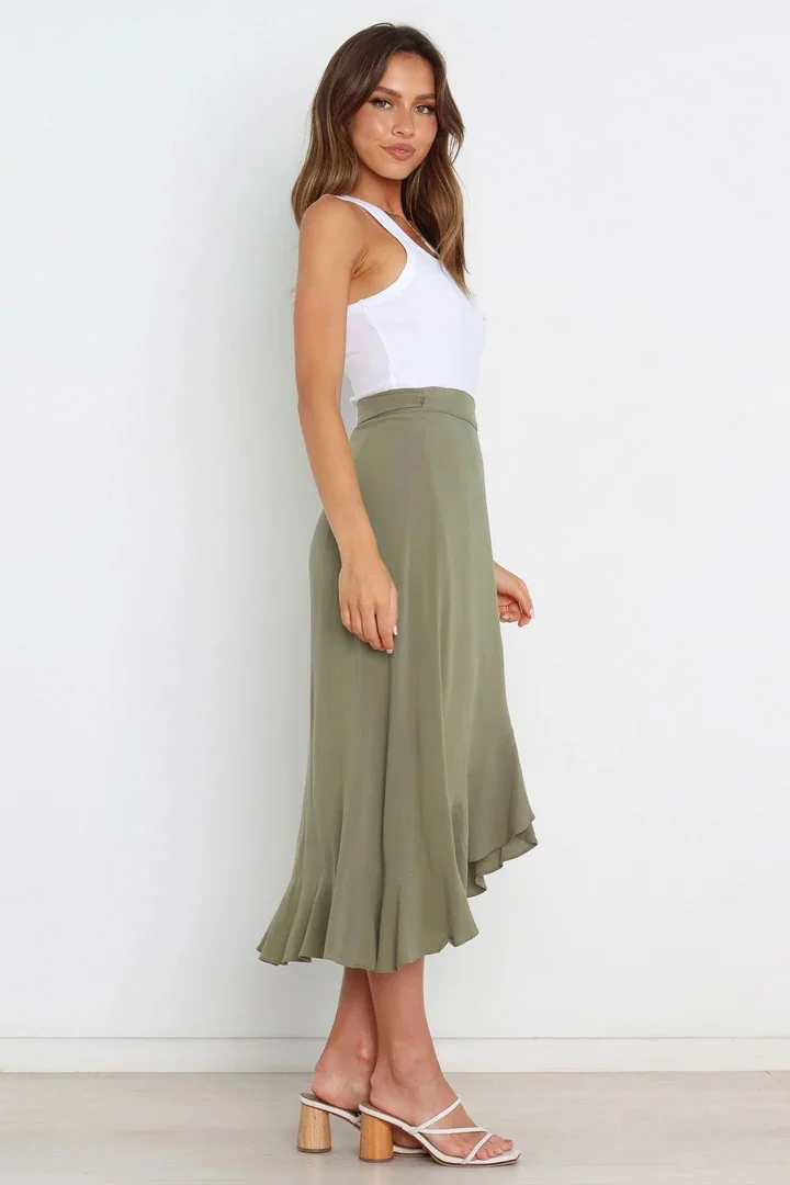 Summer Long Skirts For Women 2026 Fashion Lace Up Irregular Solid Color High Waist Bodycon Black Skirt Female Pink Chiffon Skirt