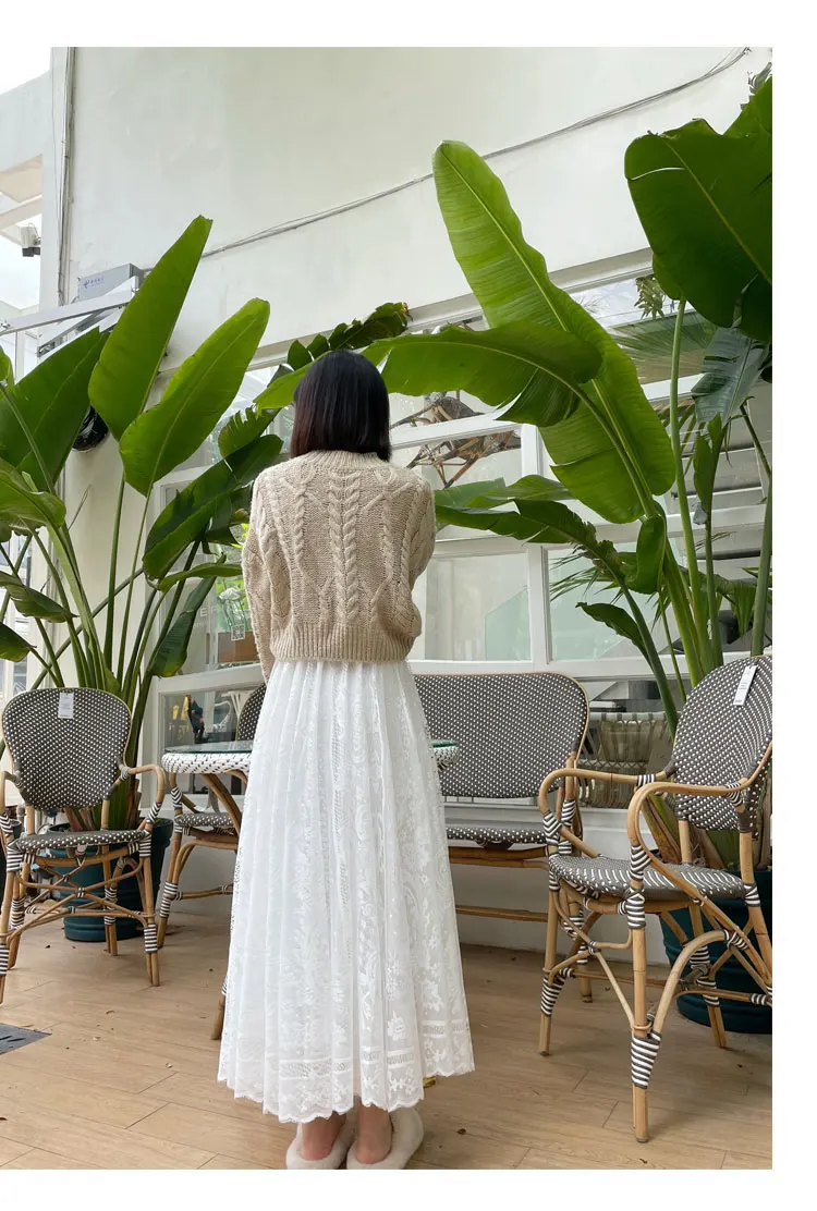 2026 New Spring Summer Women Long Skirt Fairy Palace Style Custom Lace Oversize Pendulum Mid-length Female Skirts