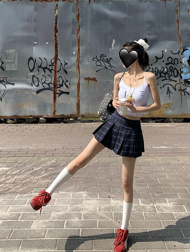 Vintage Blue Plaid Pleated Skirt Women Japanese Style School Students A-Line Jk Skirts Girl Preppy Style Inner Shorts Mini Skirt