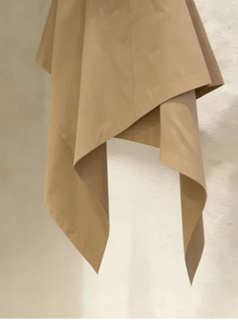 DCABT Khaki Irregular Summer Short Skirts Women French Daily Retro Casual High Waist Pocket Mini Office Work Y2K Skirt 809A